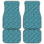 Cartoon White Shark Pattern Print Front and Back Car Floor Mats