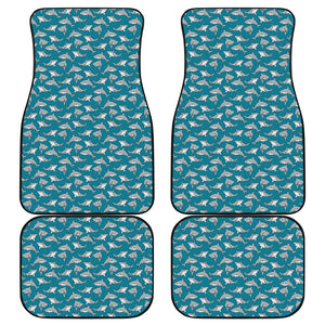 Cartoon White Shark Pattern Print Front and Back Car Floor Mats