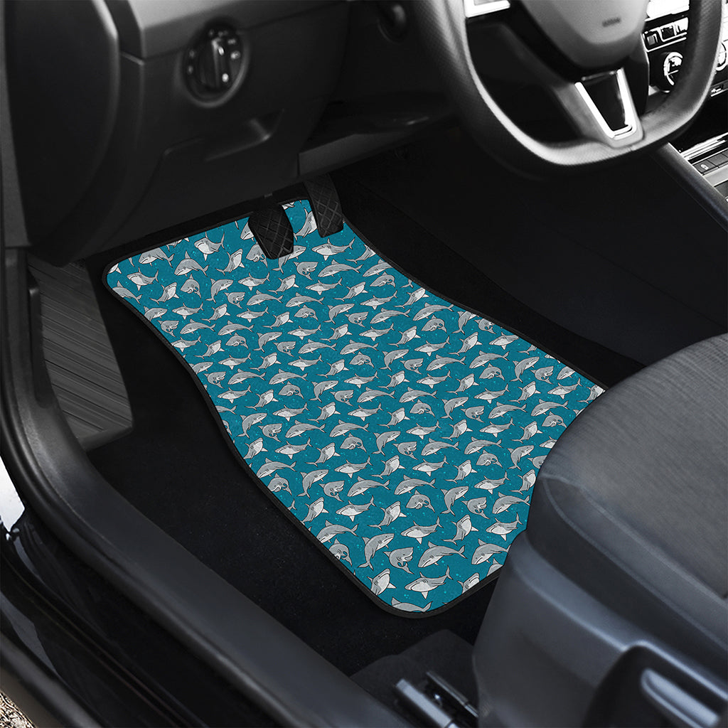 Cartoon White Shark Pattern Print Front and Back Car Floor Mats