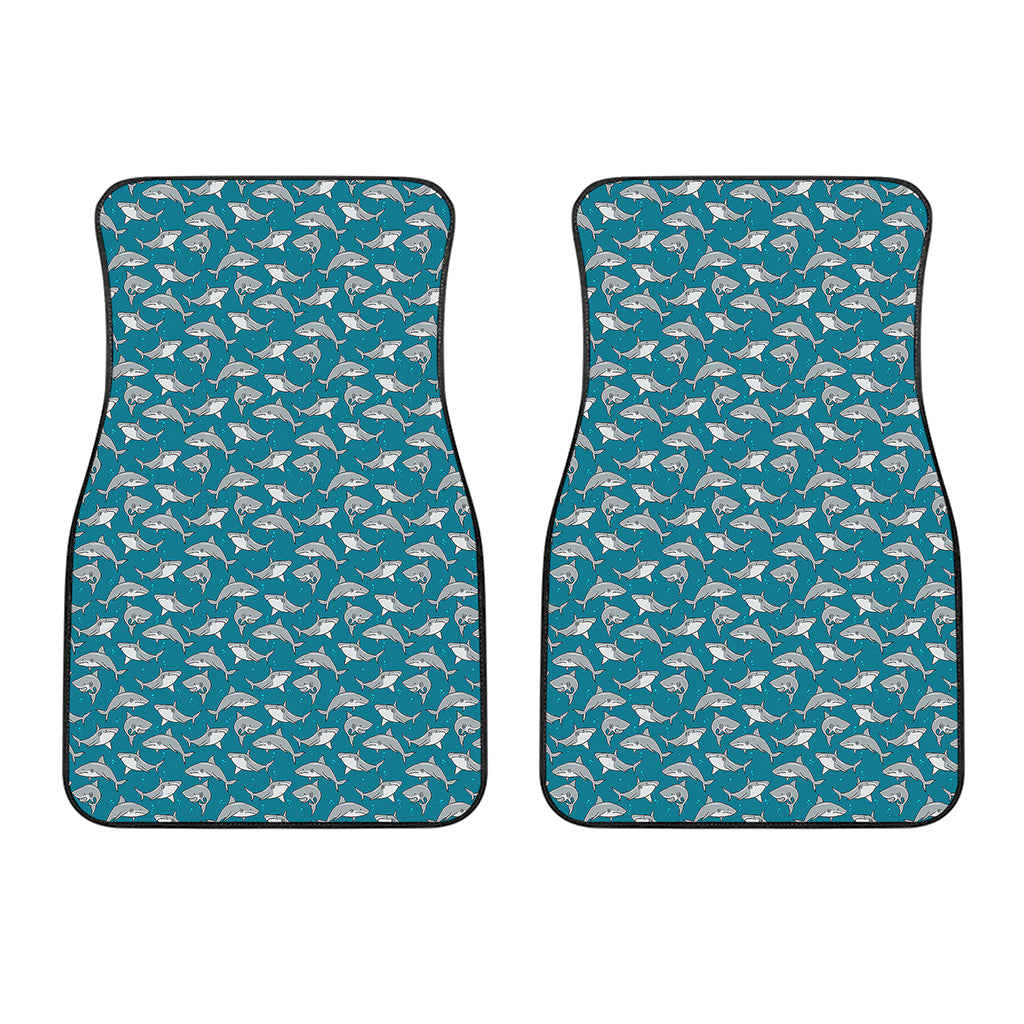 Cartoon White Shark Pattern Print Front Car Floor Mats