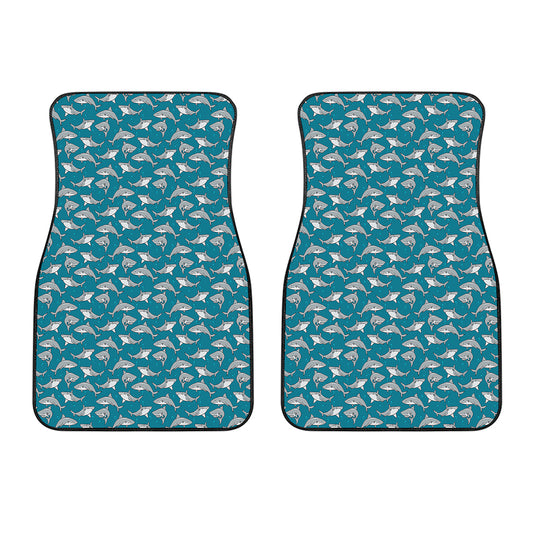 Cartoon White Shark Pattern Print Front Car Floor Mats