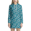 Cartoon White Shark Pattern Print Pullover Hoodie Dress