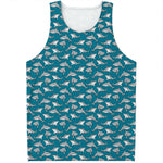Cartoon White Shark Pattern Print Men's Tank Top