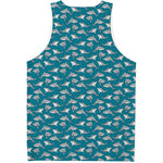 Cartoon White Shark Pattern Print Men's Tank Top