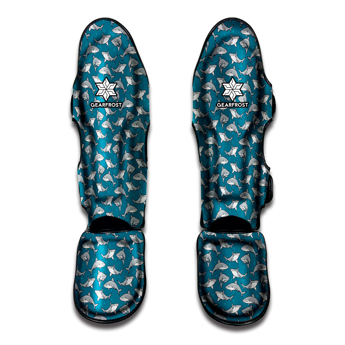 Cartoon White Shark Pattern Print Muay Thai Shin Guard