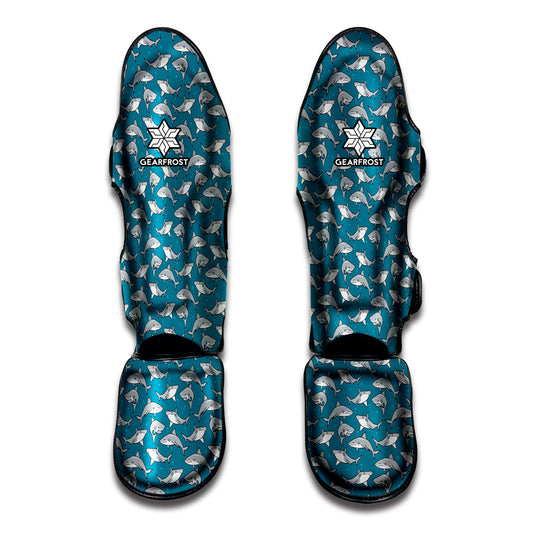 Cartoon White Shark Pattern Print Muay Thai Shin Guard