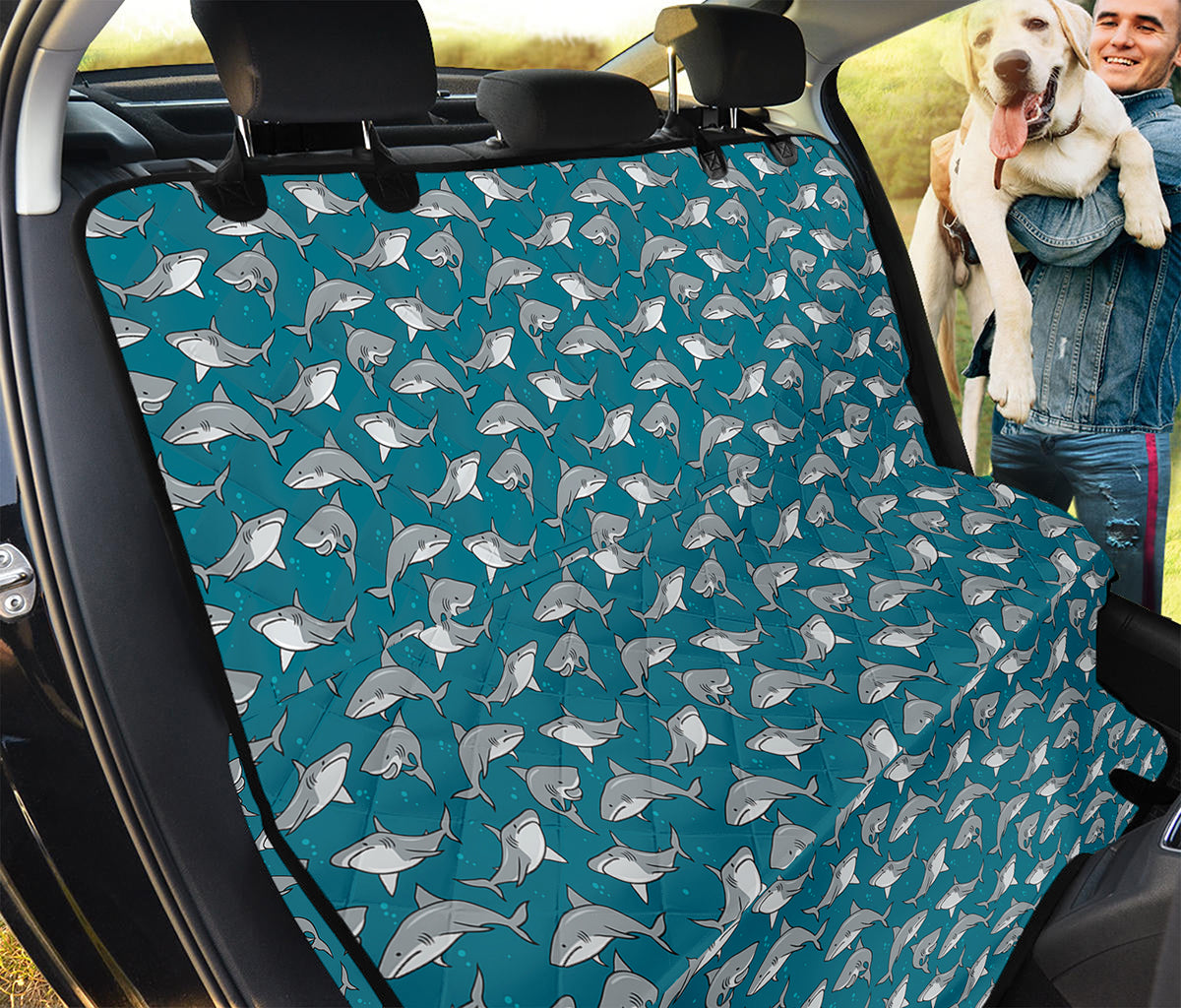 Cartoon White Shark Pattern Print Pet Car Back Seat Cover