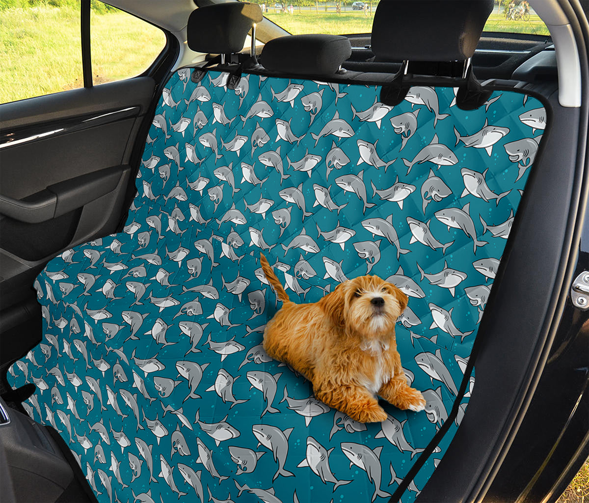 Cartoon White Shark Pattern Print Pet Car Back Seat Cover