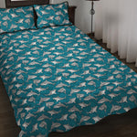 Cartoon White Shark Pattern Print Quilt Bed Set