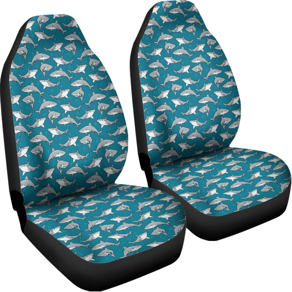 Cartoon White Shark Pattern Print Universal Fit Car Seat Covers