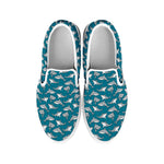 Cartoon White Shark Pattern Print White Slip On Shoes