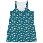 Cartoon White Shark Pattern Print Women's Racerback Tank Top
