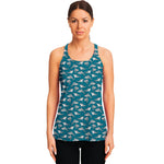 Cartoon White Shark Pattern Print Women's Racerback Tank Top