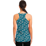 Cartoon White Shark Pattern Print Women's Racerback Tank Top