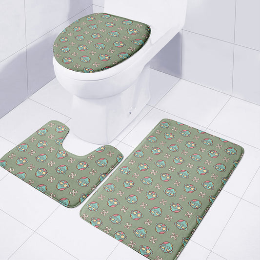 Cartoon Zombie Pattern Print 3 Piece Bath Mat Set