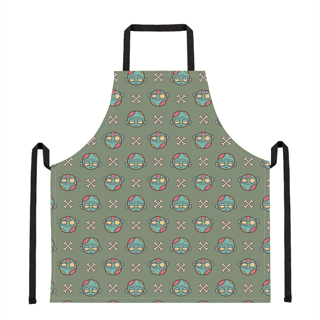 Cartoon Zombie Pattern Print Apron