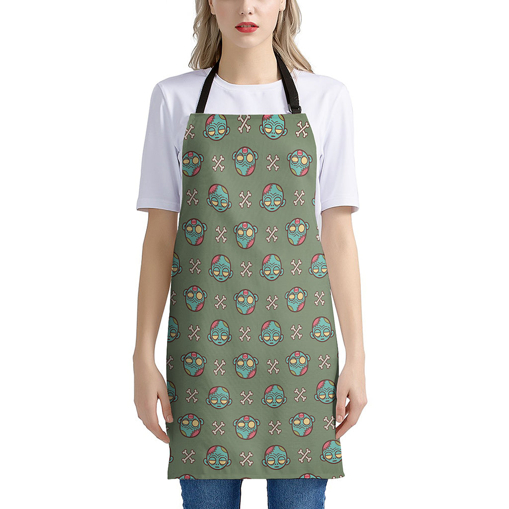 Cartoon Zombie Pattern Print Apron