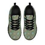 Cartoon Zombie Pattern Print Black Sneakers