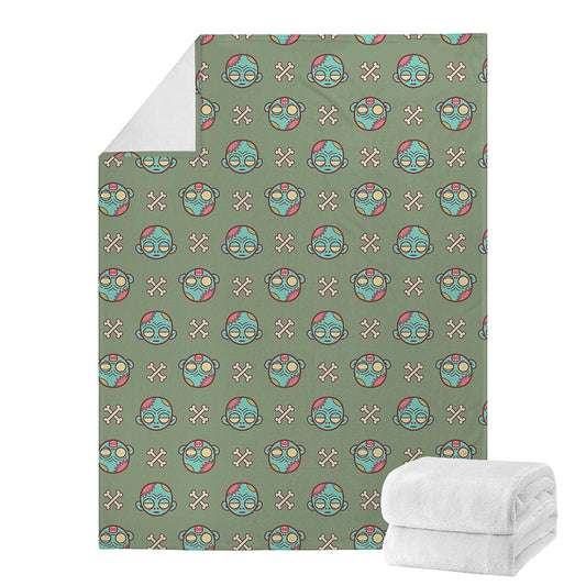 Cartoon Zombie Pattern Print Blanket
