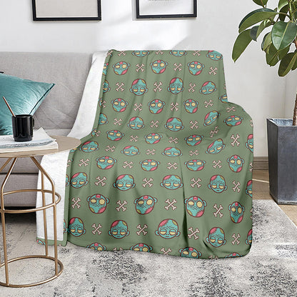 Cartoon Zombie Pattern Print Blanket