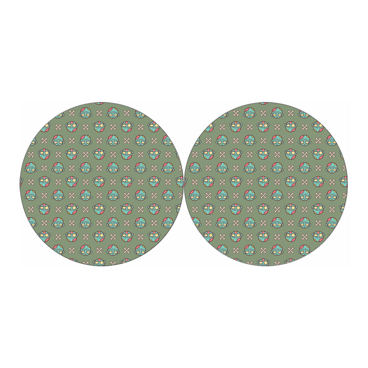 Cartoon Zombie Pattern Print Car Coasters
