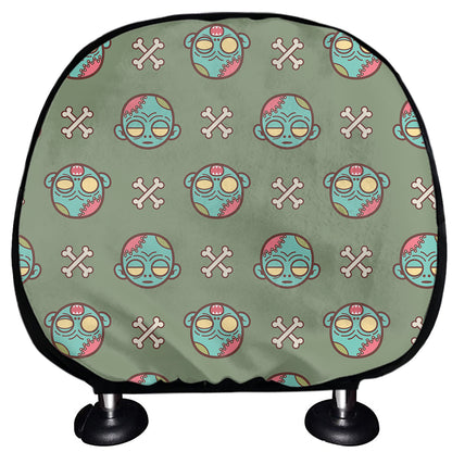 Cartoon Zombie Pattern Print Car Headrest Covers