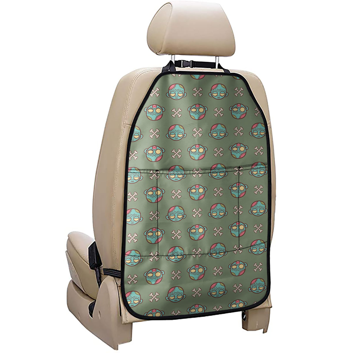 Cartoon Zombie Pattern Print Car Seat Organizers
