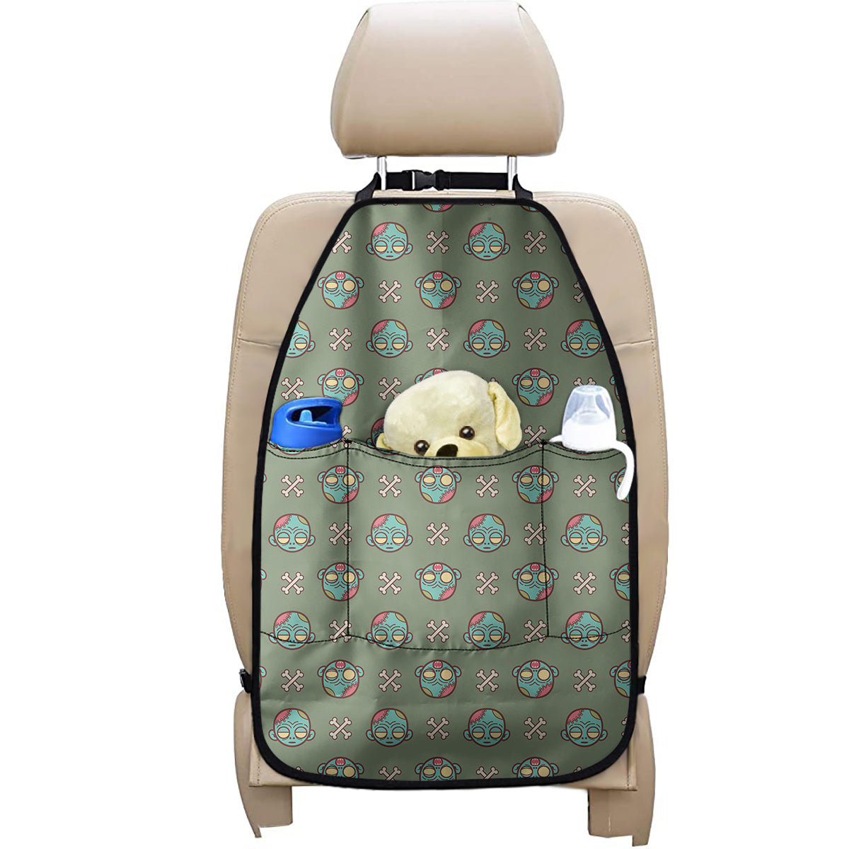 Cartoon Zombie Pattern Print Car Seat Organizers