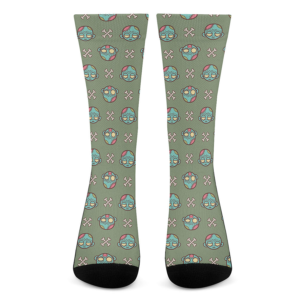 Cartoon Zombie Pattern Print Crew Socks