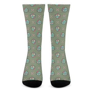 Cartoon Zombie Pattern Print Crew Socks