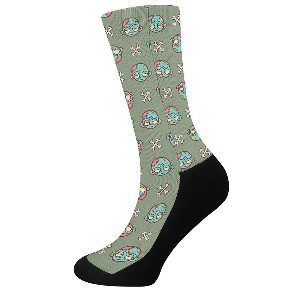 Cartoon Zombie Pattern Print Crew Socks