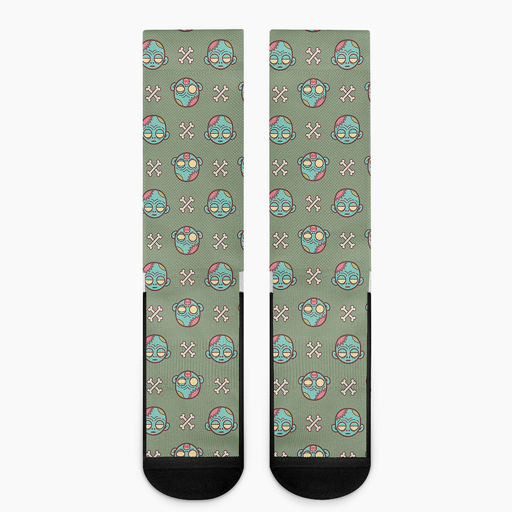 Cartoon Zombie Pattern Print Crew Socks