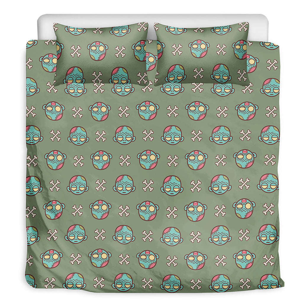 Cartoon Zombie Pattern Print Duvet Cover Bedding Set