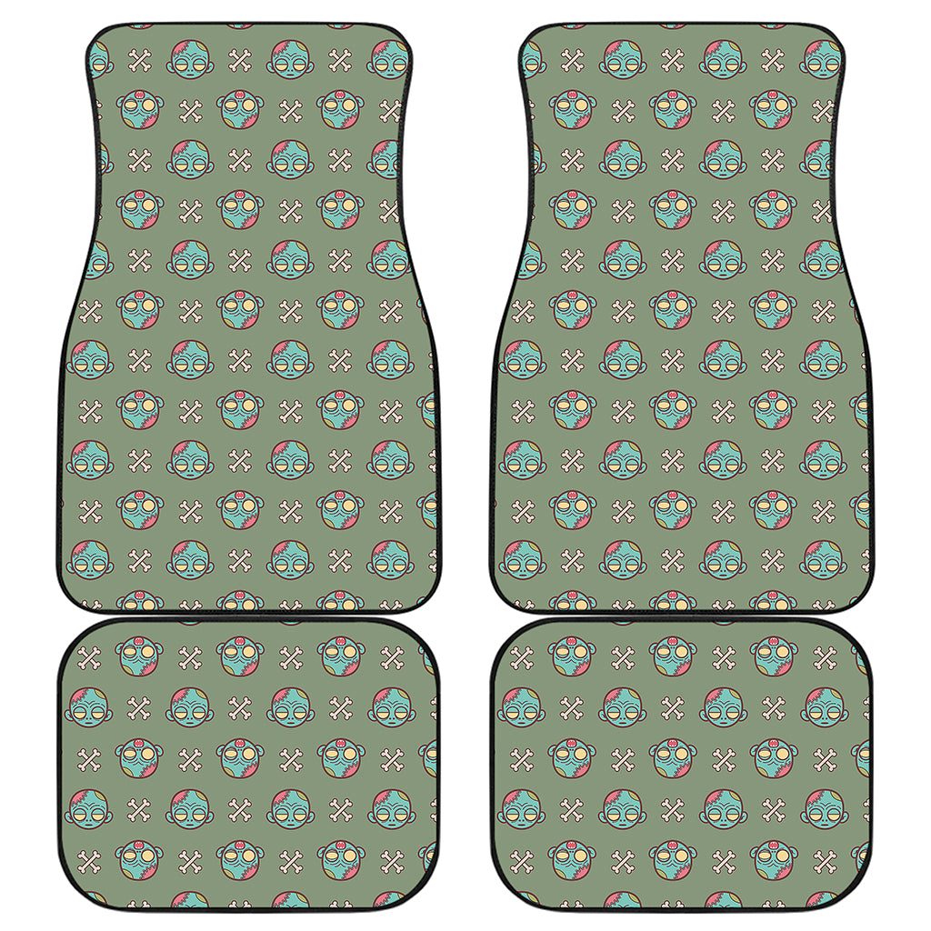 Cartoon Zombie Pattern Print Front and Back Car Floor Mats