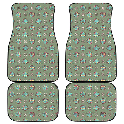 Cartoon Zombie Pattern Print Front and Back Car Floor Mats
