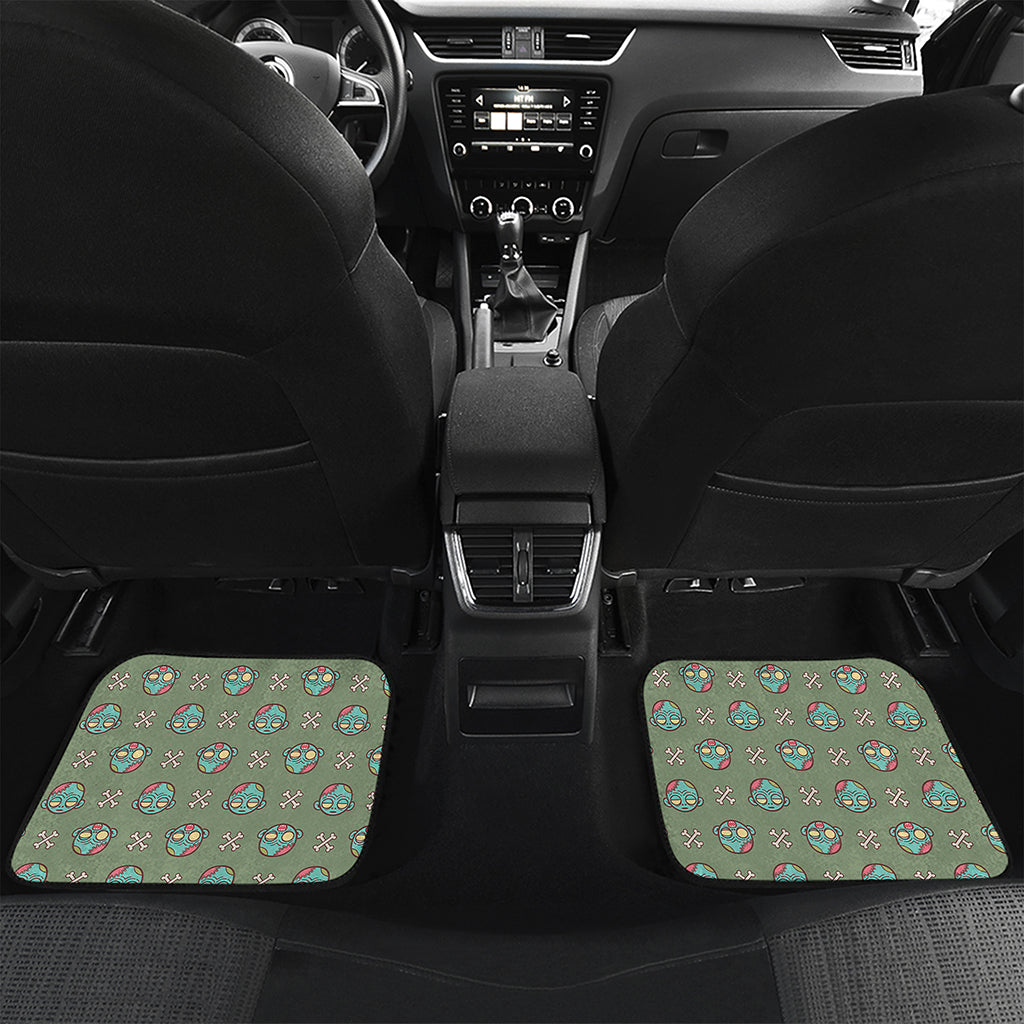 Cartoon Zombie Pattern Print Front and Back Car Floor Mats