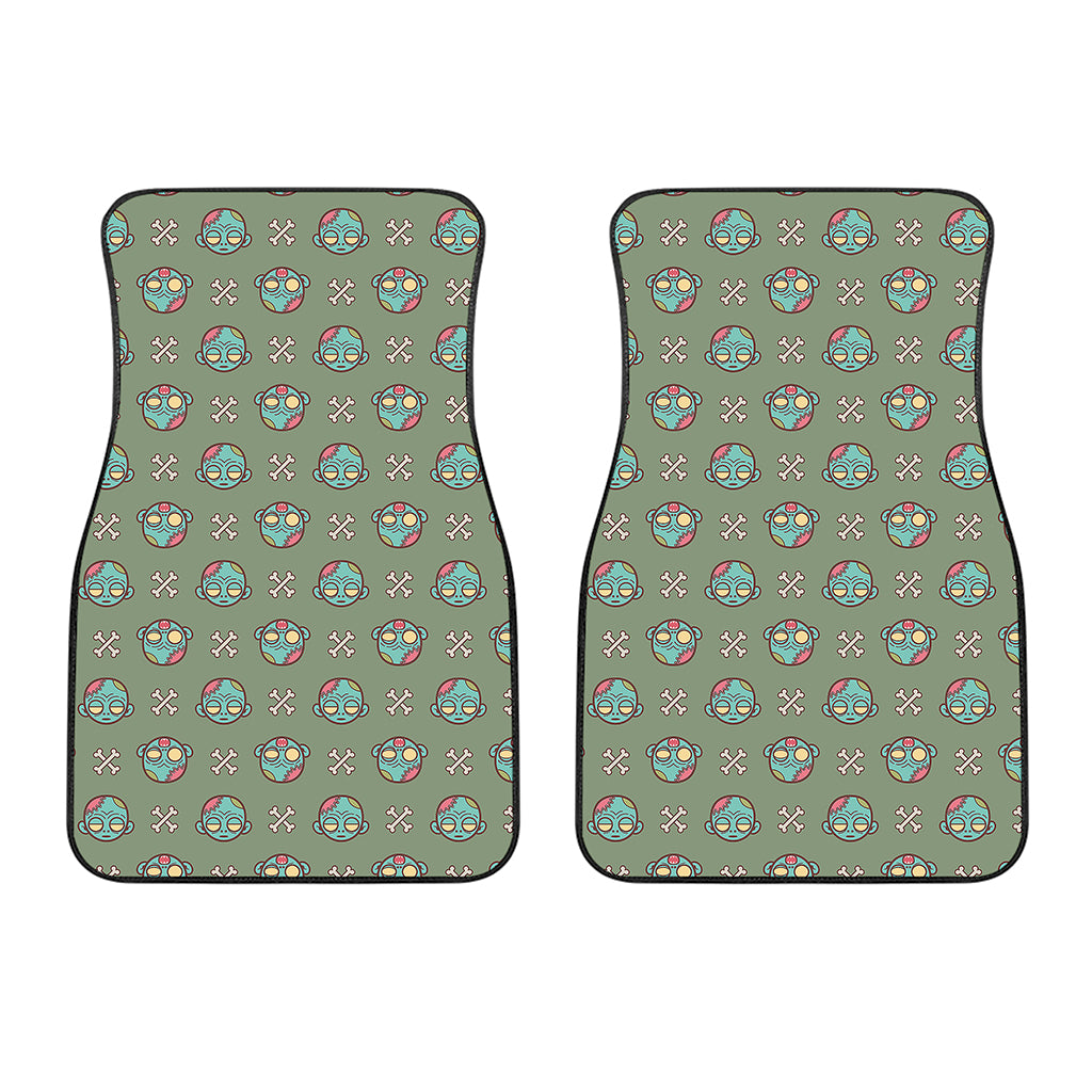 Cartoon Zombie Pattern Print Front Car Floor Mats