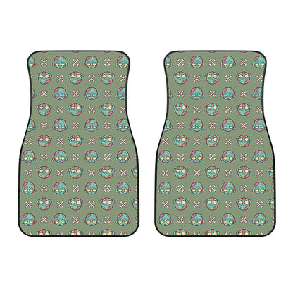 Cartoon Zombie Pattern Print Front Car Floor Mats