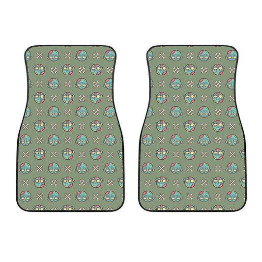 Cartoon Zombie Pattern Print Front Car Floor Mats
