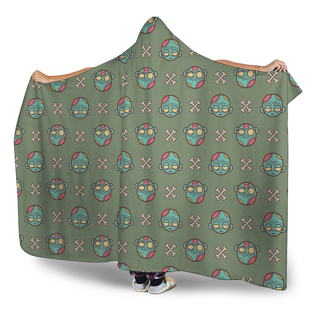 Cartoon Zombie Pattern Print Hooded Blanket
