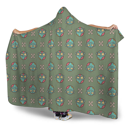 Cartoon Zombie Pattern Print Hooded Blanket