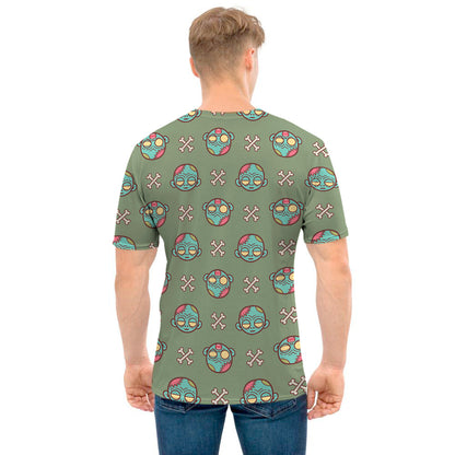 Cartoon Zombie Pattern Print Men's T-Shirt
