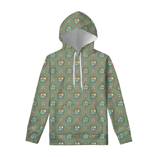 Cartoon Zombie Pattern Print Pullover Hoodie