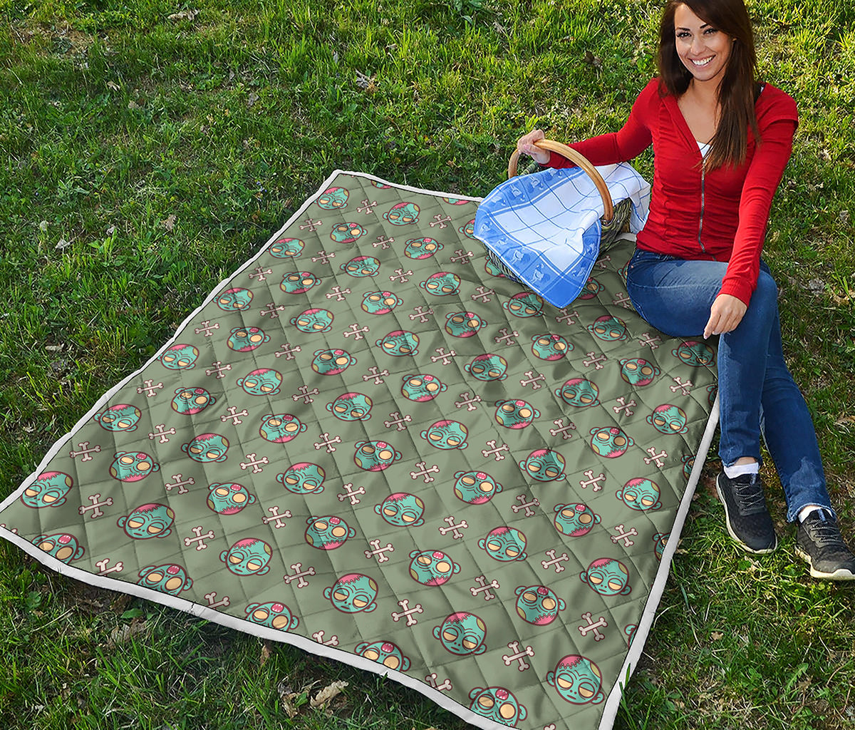 Cartoon Zombie Pattern Print Quilt