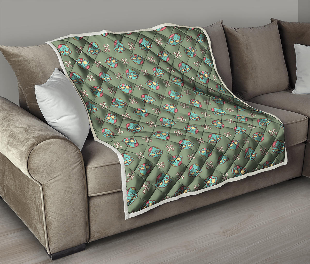Cartoon Zombie Pattern Print Quilt