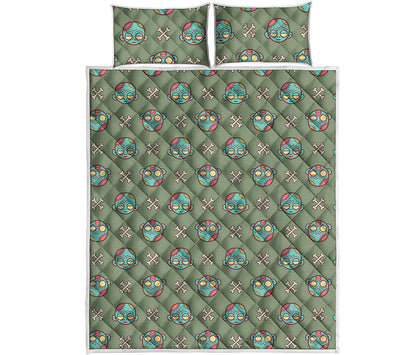 Cartoon Zombie Pattern Print Quilt Bed Set