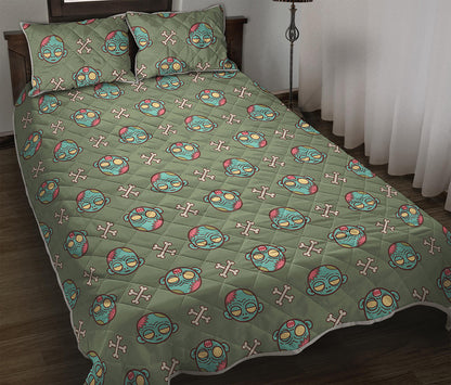 Cartoon Zombie Pattern Print Quilt Bed Set