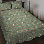 Cartoon Zombie Pattern Print Quilt Bed Set