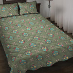 Cartoon Zombie Pattern Print Quilt Bed Set