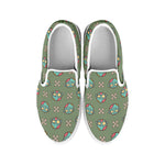 Cartoon Zombie Pattern Print White Slip On Shoes